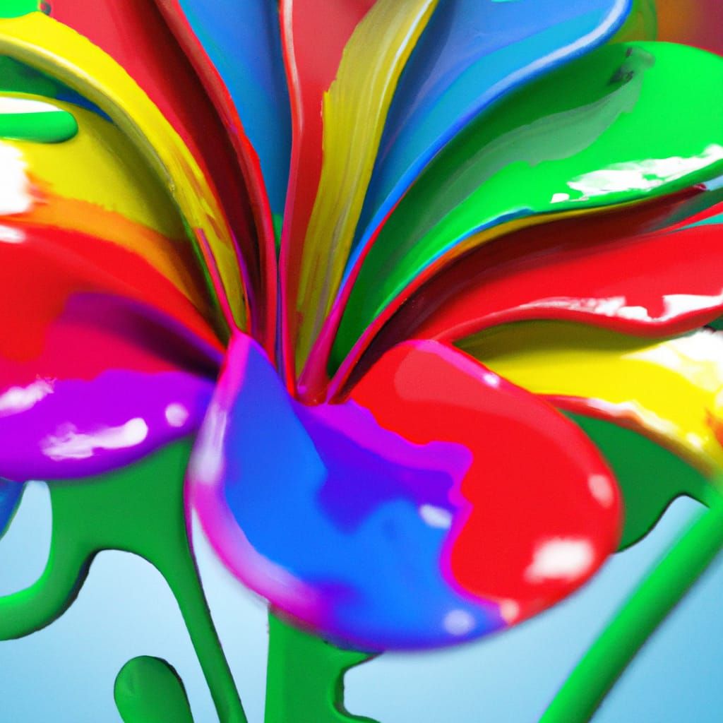 Vibrant Multicolored Paint Flower in 3D Render