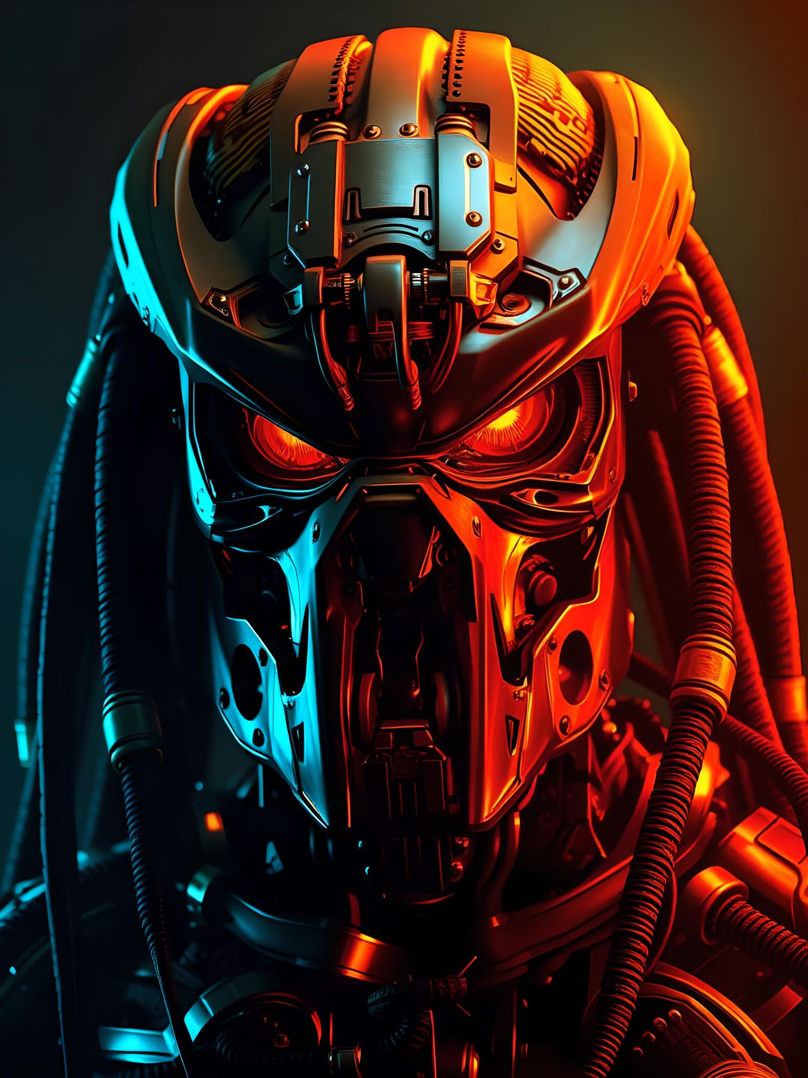 Hyperrealistic Terminator Predator Hybrid Portrait