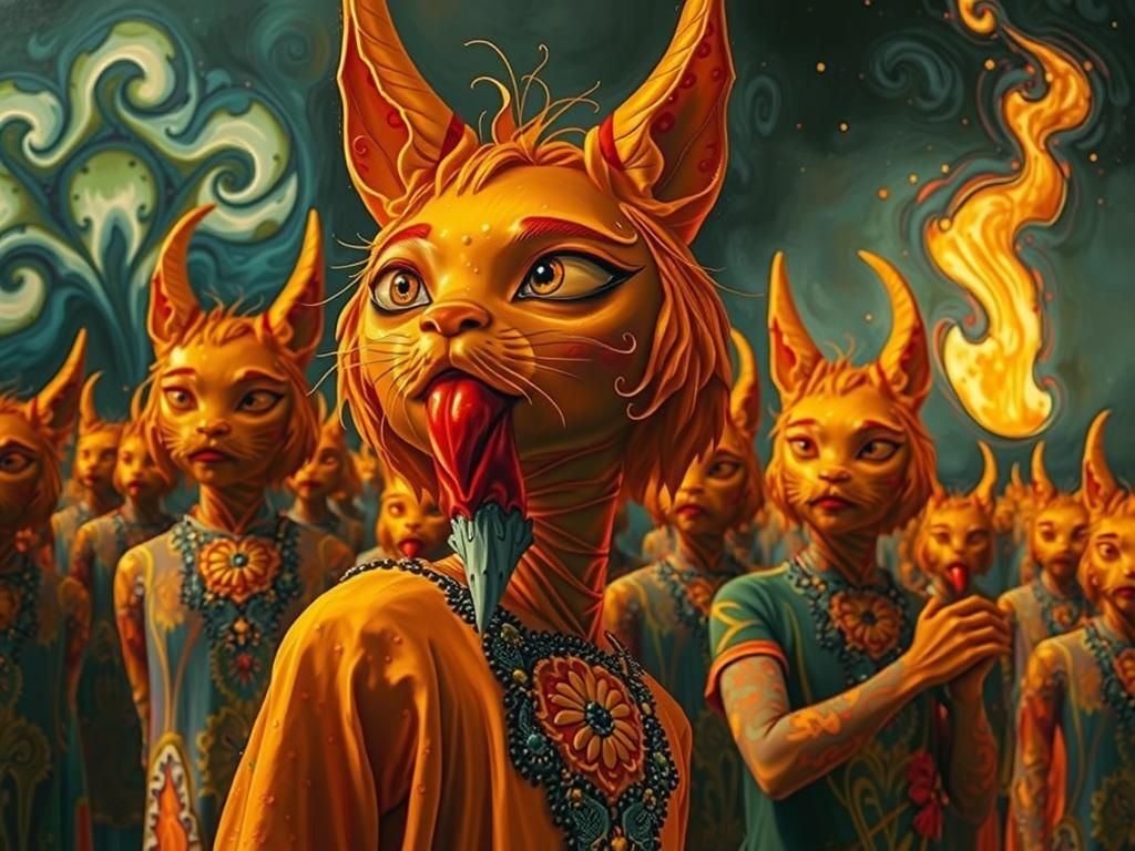 Art Nouveau Night Sky Oil Painting