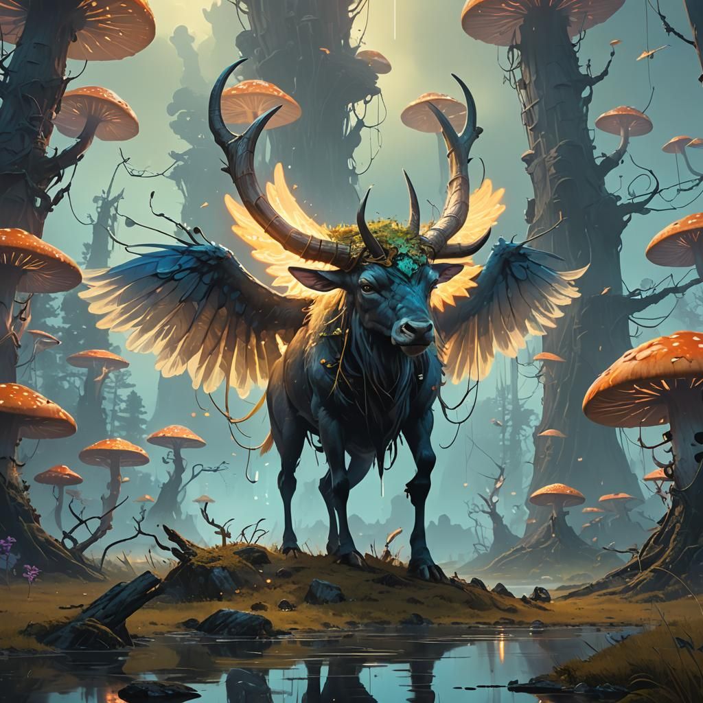 Majestic Creature Soaring in Mystical Realm