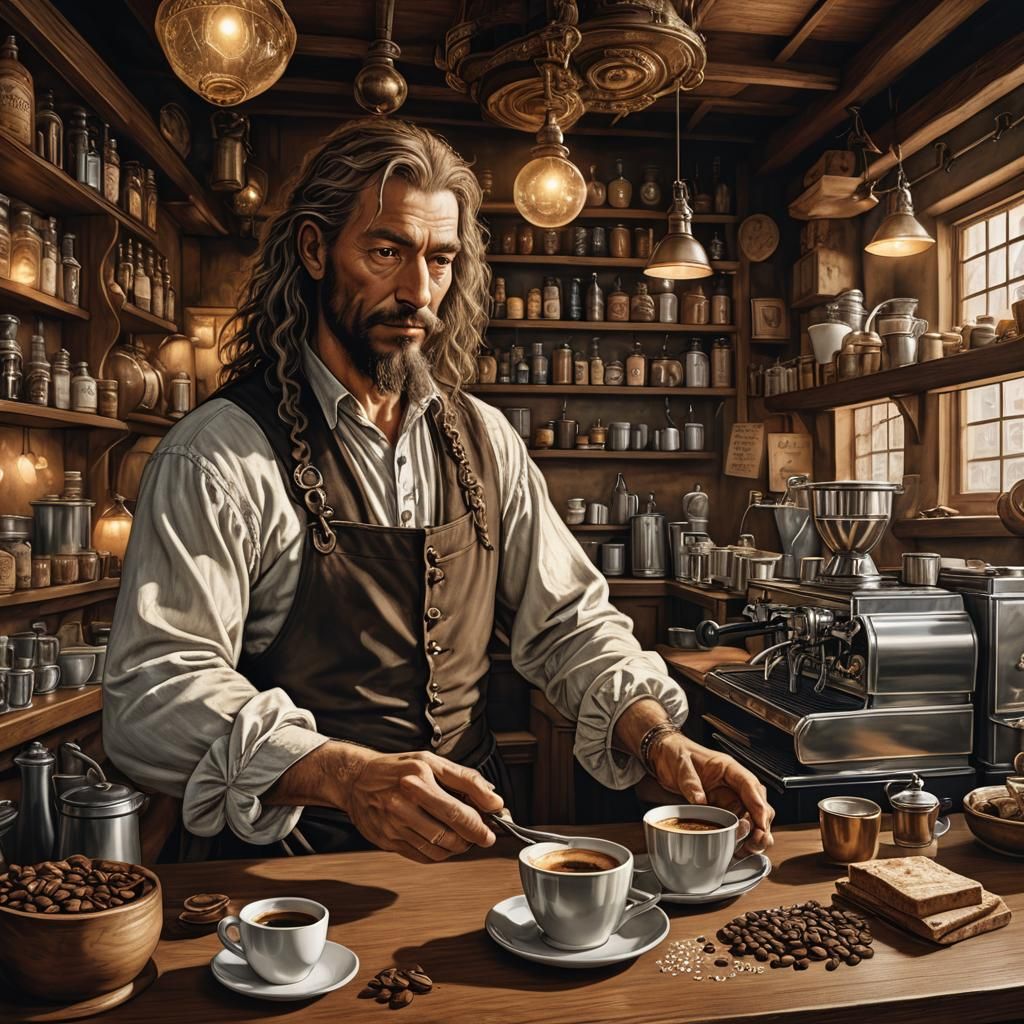 Renaissance-Inspired Coffee Shop Fantasy Art