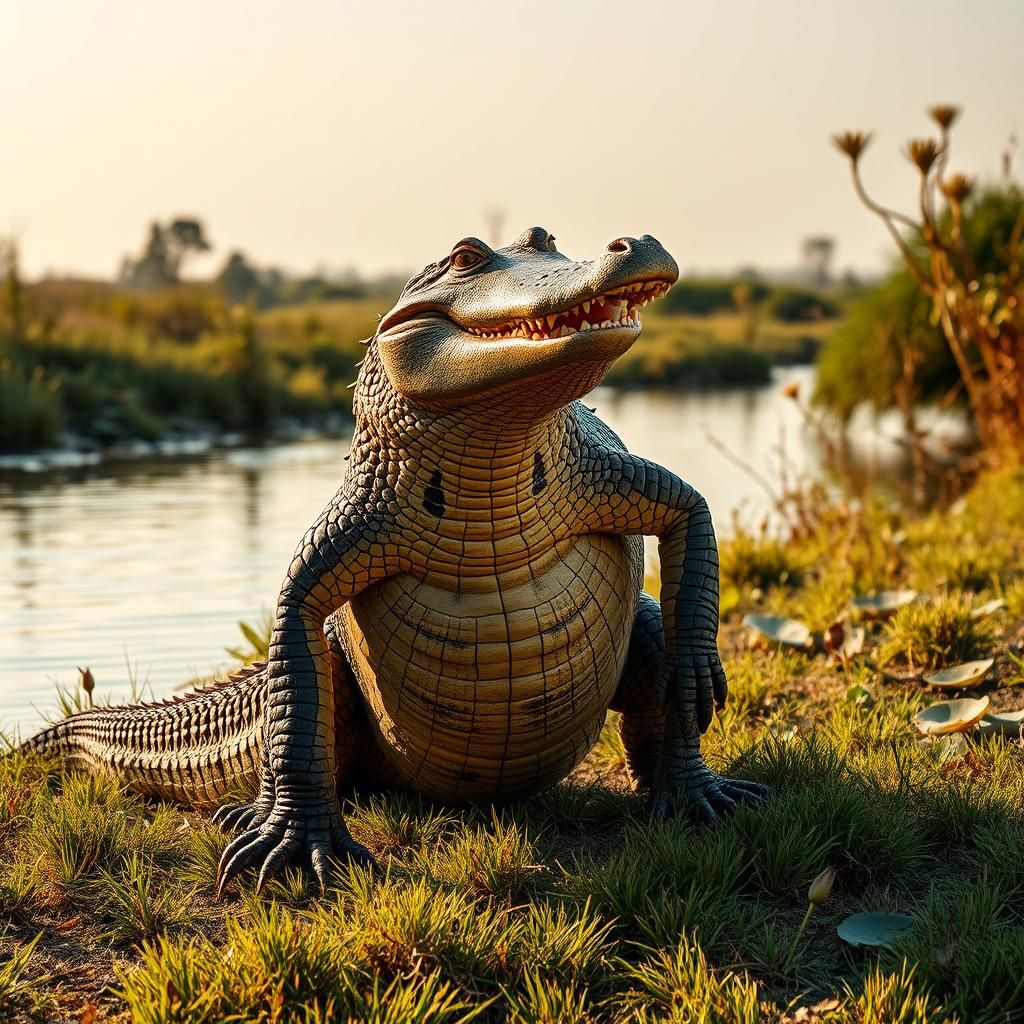 Anthropomorphic Crocodile with Giraffe Pattern
