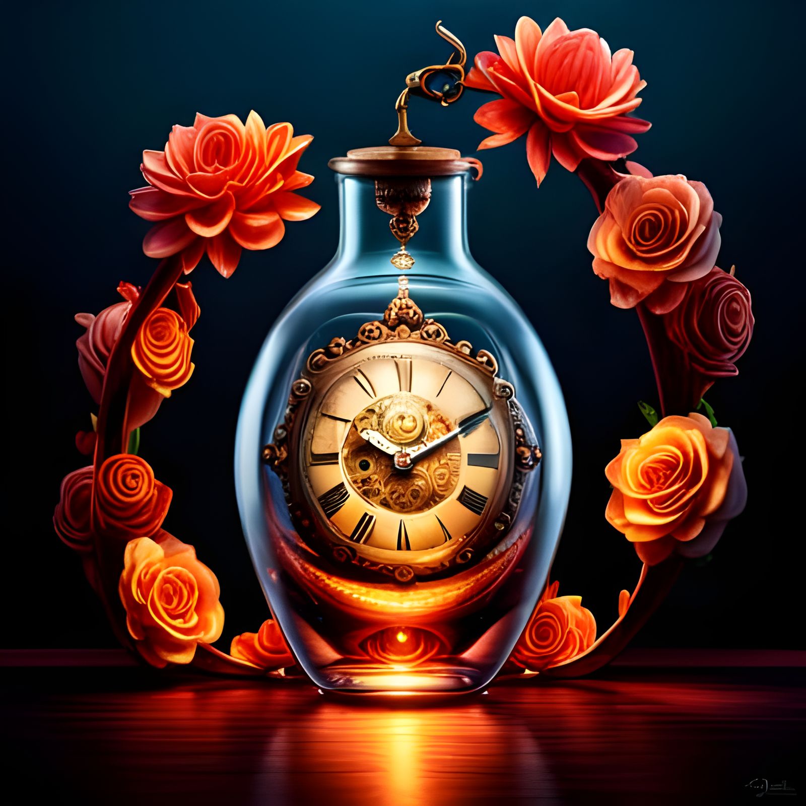 Clock in a Bottle: Surreal Concept Art