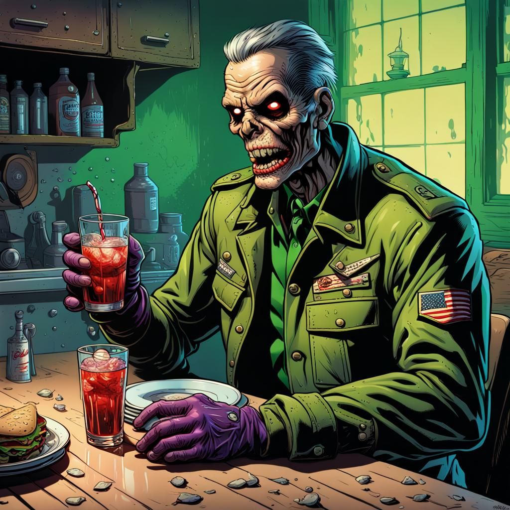 Ghoul Cries Over Spilled Soda in Dilapidated Diner