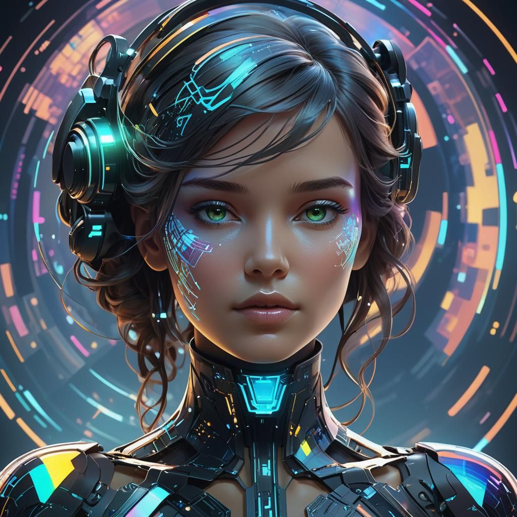 Holographic Silhouette Portrait with Data Display