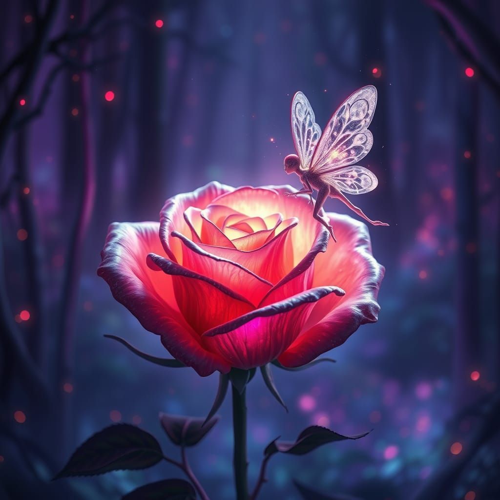 Cosmic Rose and Fairy in Alien Forest