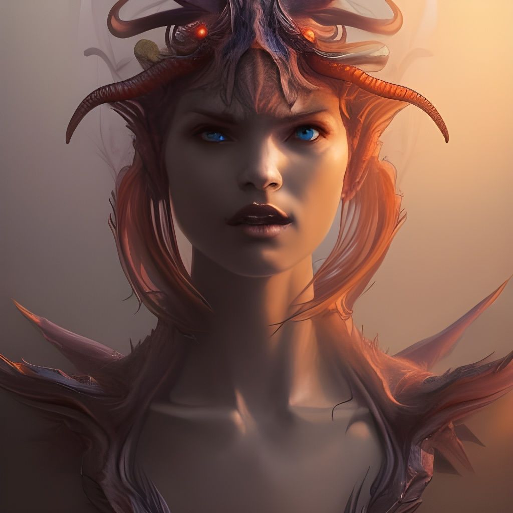 Demonic Dragon Portrait in Hyperdetailed Style