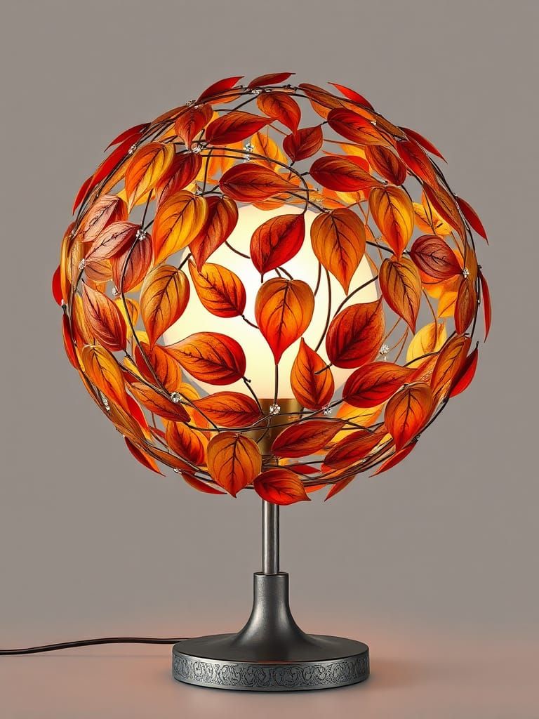 Autumn Leaf Lamp in Art Deco Style