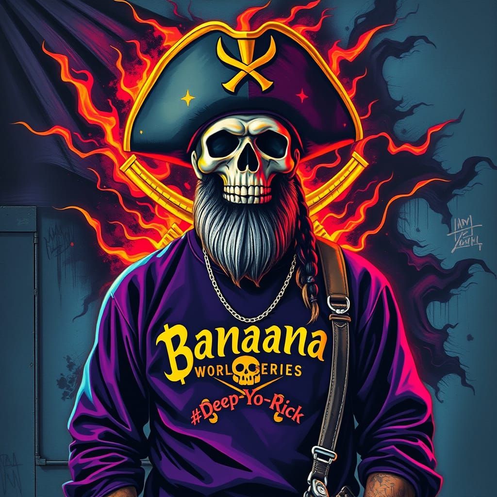 Pirate Gorilla Mural in Gritty Street Art Style