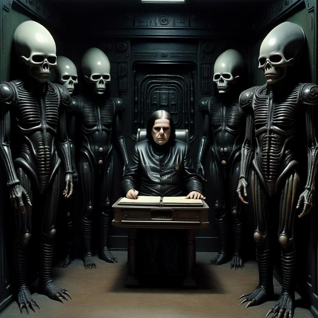 Grimdark Biomechanical Composition in Anderson-Giger Style