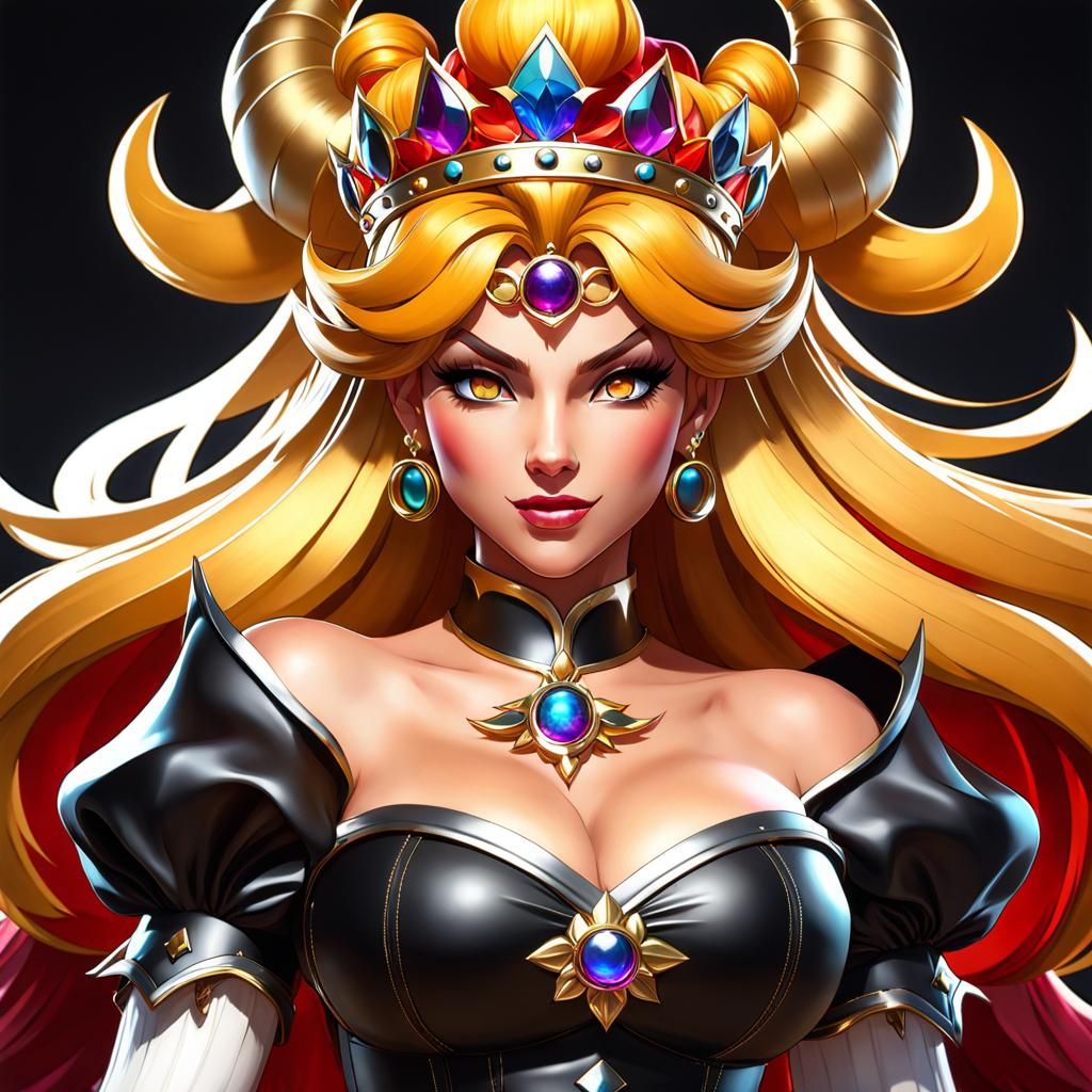 Gorgeous Bowsette Portrait in Hyperdetailed Style