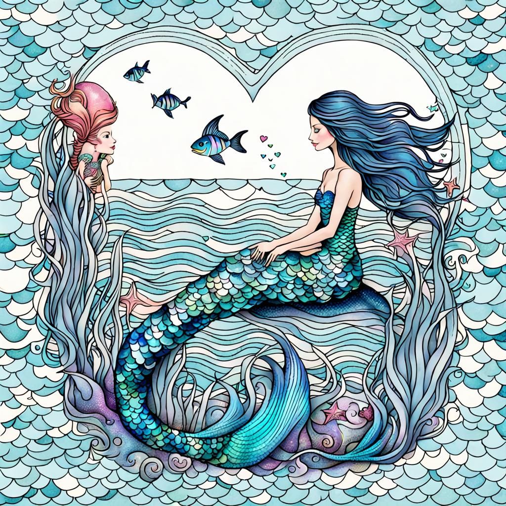 Mermaid Expressing Love in Underwater Fantasy
