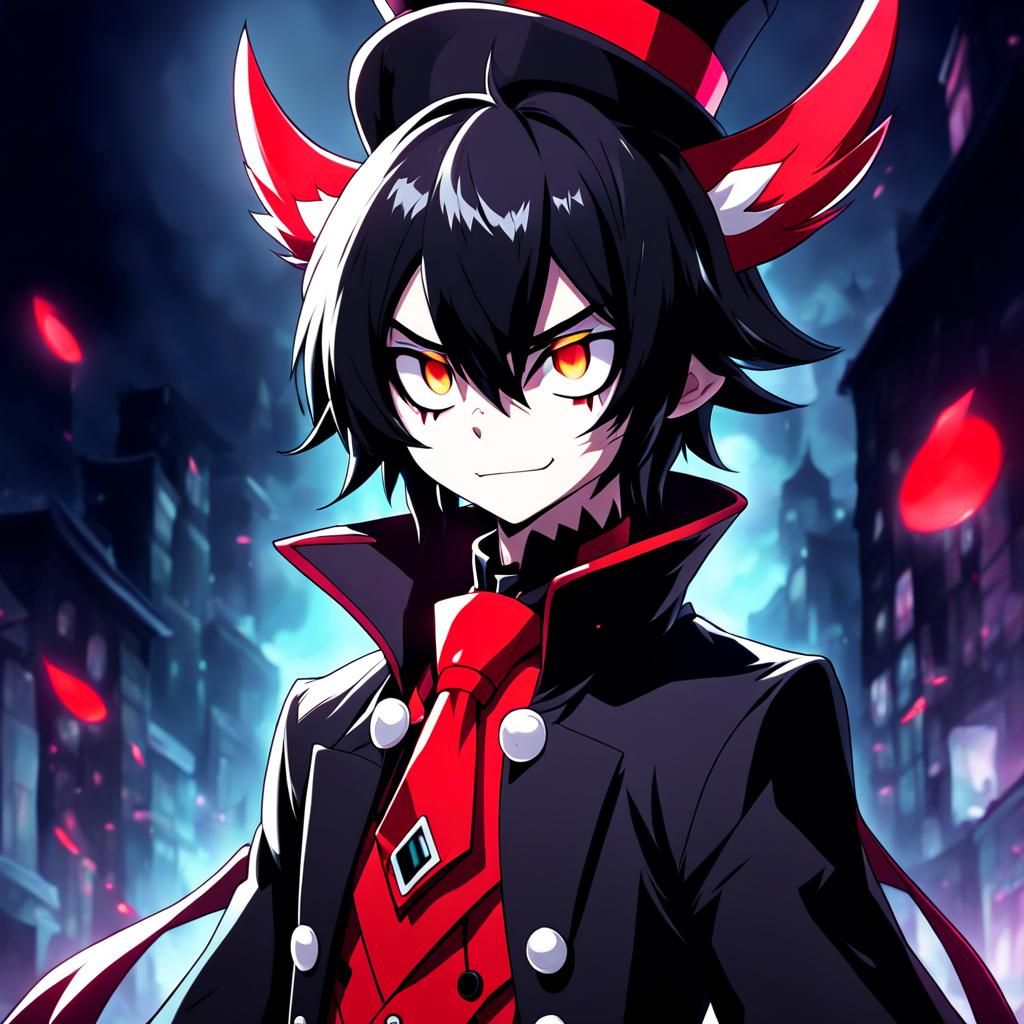Alastor from Hazbin Hotel in Anime Style