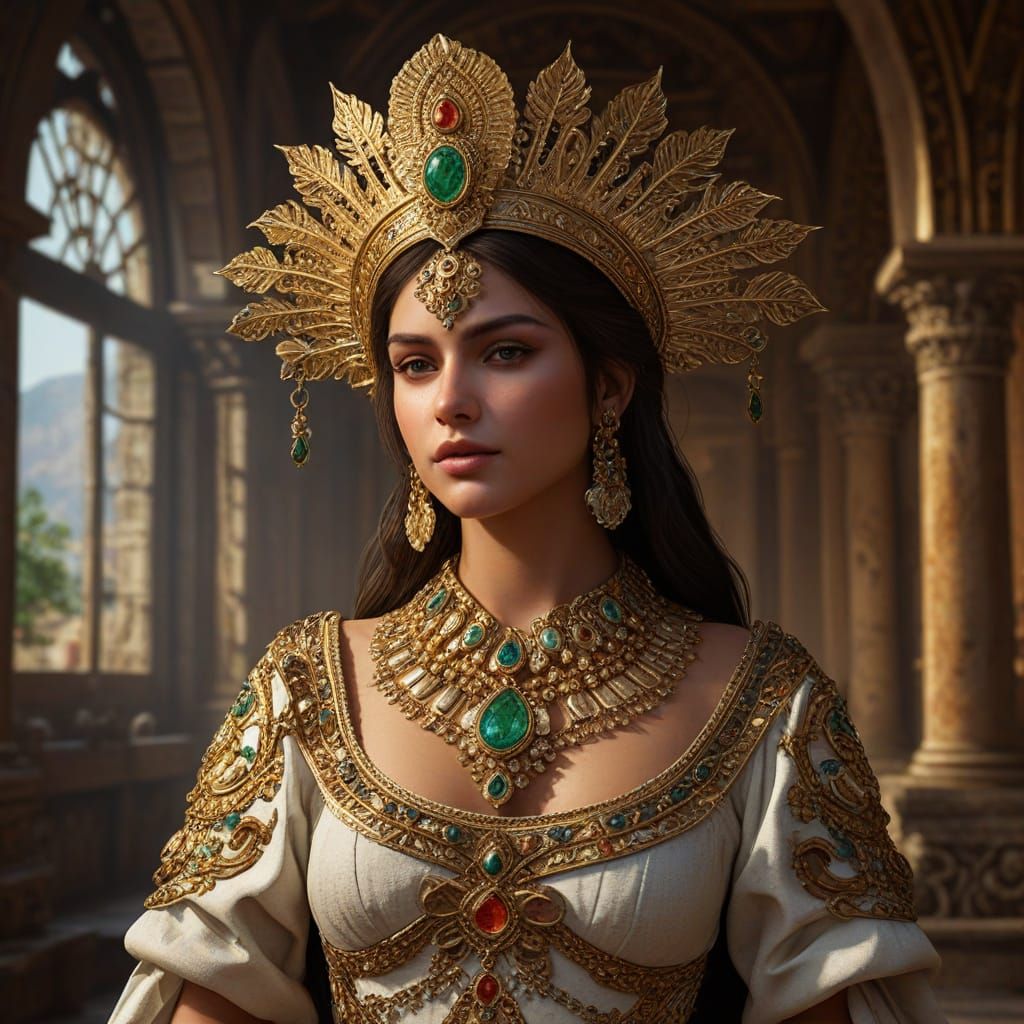 Mesopotamian Woman in Ancient Setting, Digital Art