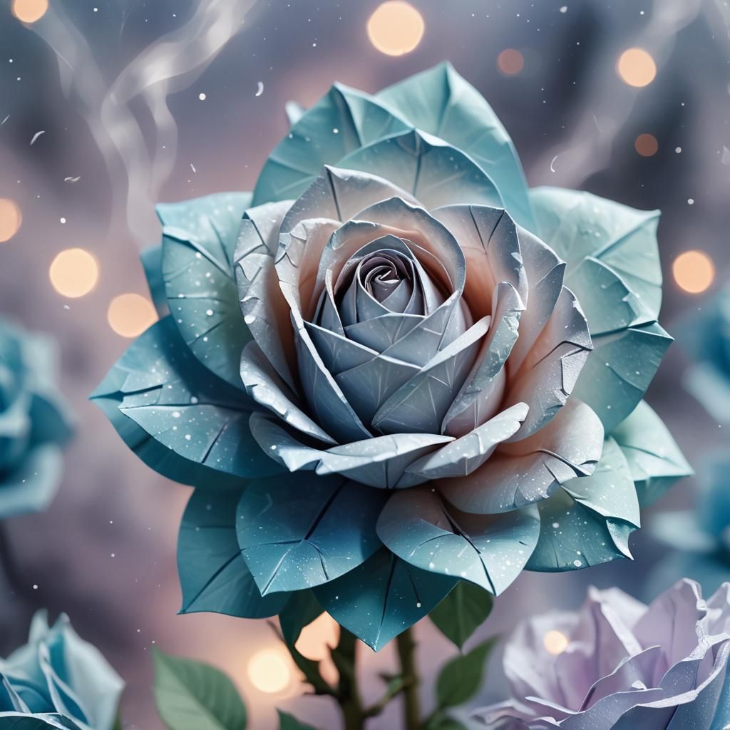 Paper Galaxy Rose in Digital Art Style