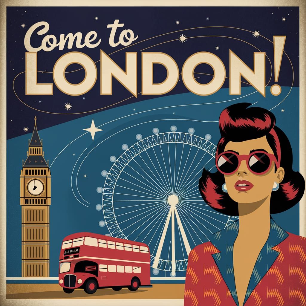 Vintage Travel Poster: Come to London!