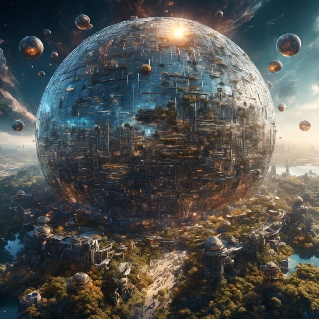 Hyperrealistic Dyson Sphere Concept Art