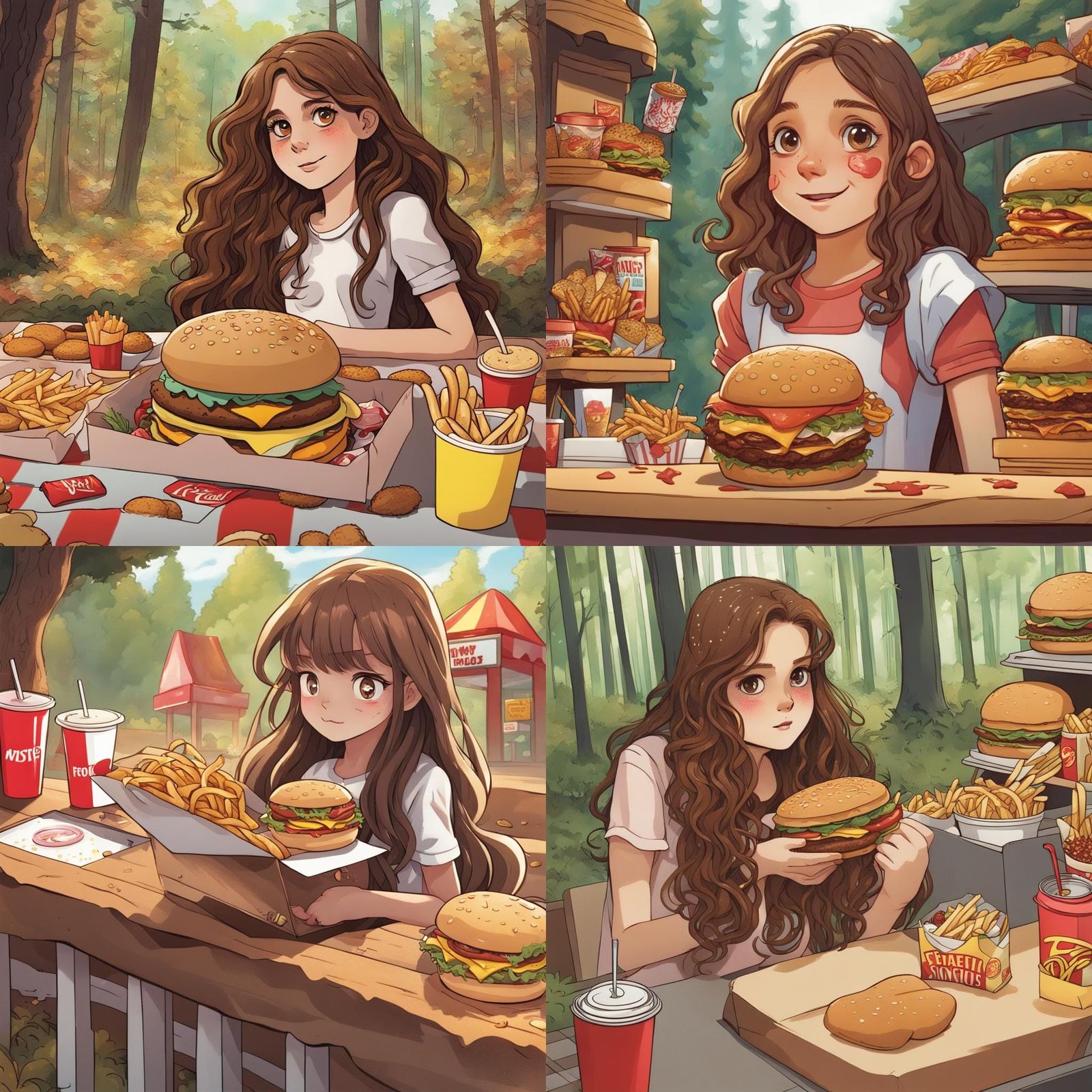 Girl Selling Fast Food in Forest