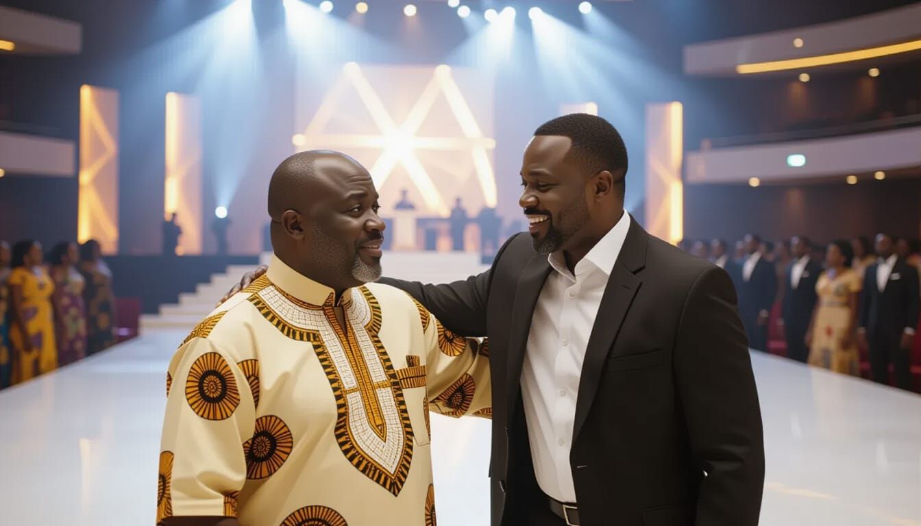 Tense Encounter in an African Megachurch, Photorealistic Sty...