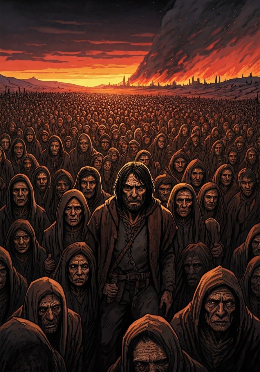 Desperate Refugees in a Dark Fantasy Wasteland