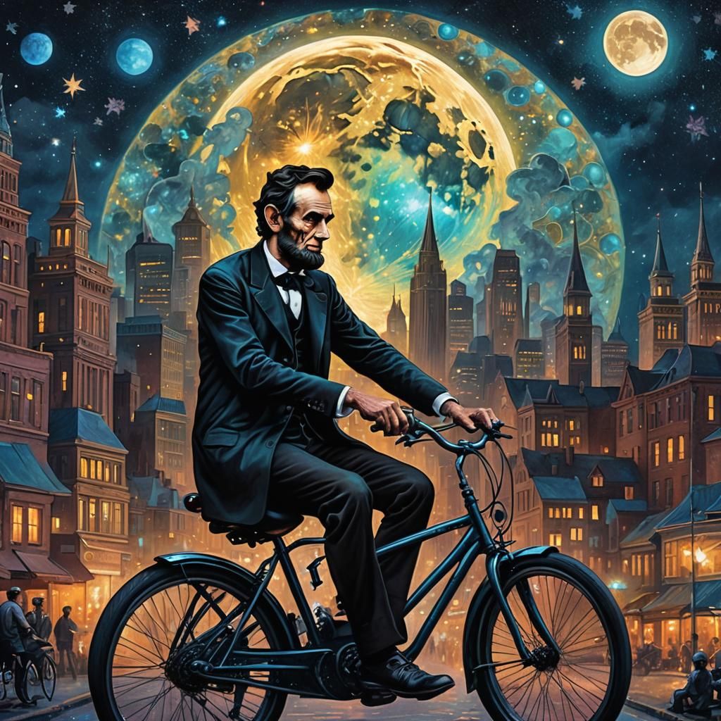 Abraham Lincoln's Astral Bike Ride in the City