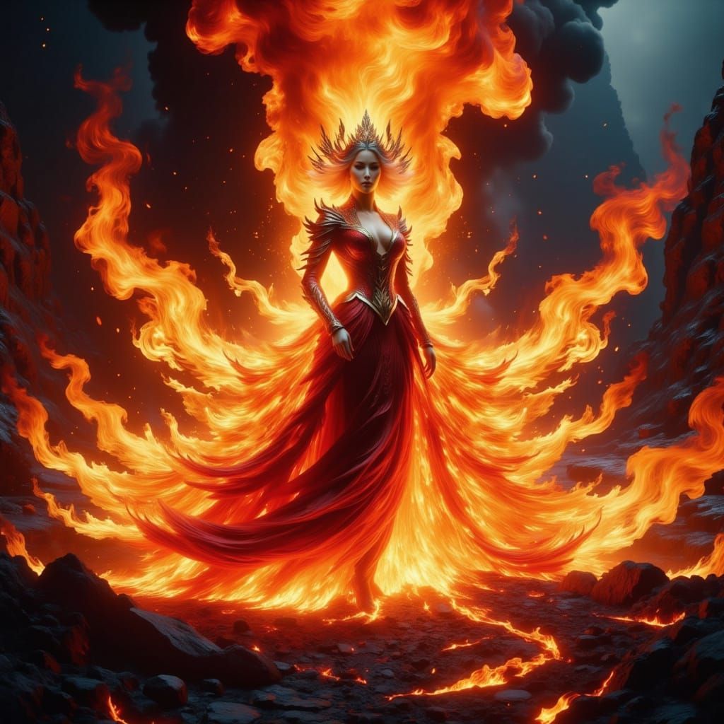 Benevolent Fire Spirit Emerges from Volcano