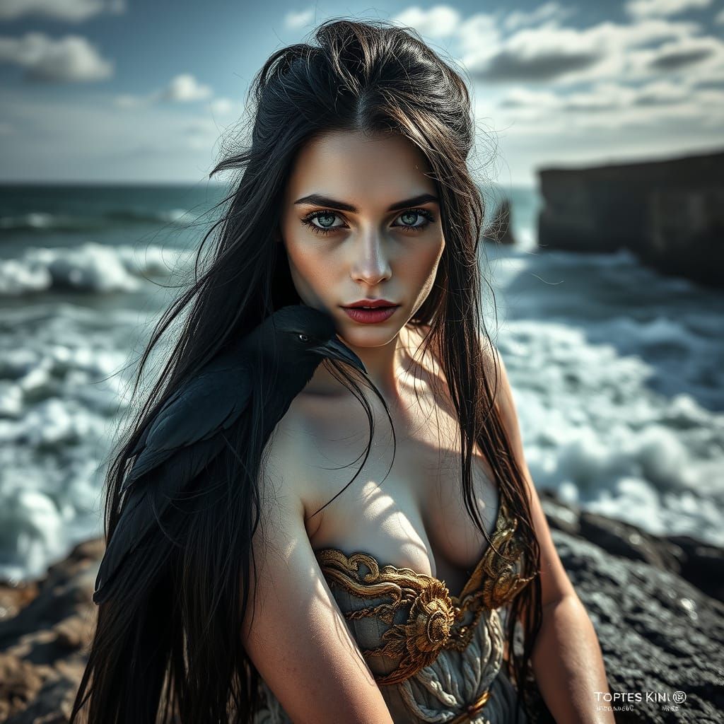 Irish Witch Portrait: Mystical Sea Cliff Scene