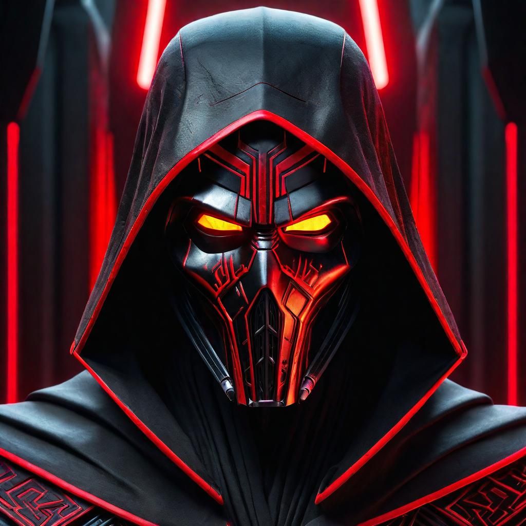 Sith Acolyte Portrait with Neon Mask in 8k