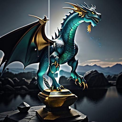 Witch's Song Frees Dragon God: 1900s Style Photograph