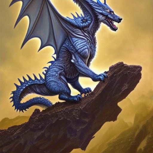 Wolf Transformation into Dragon, Oil Painting Style