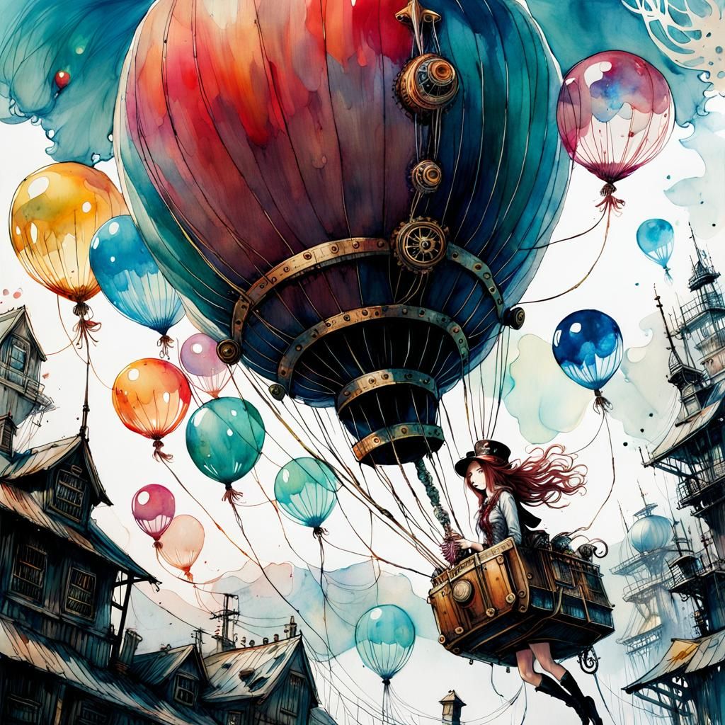 balloon jellyfish with a pilot girl