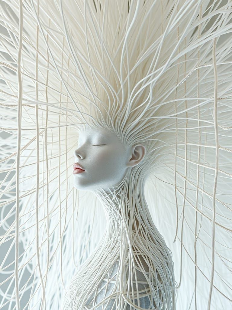 Recursive Wild Mirrors Embodied Ivory-White Hair