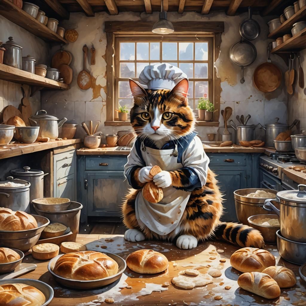 Cat on the edge of baking