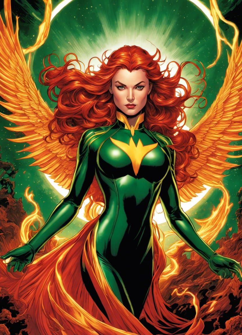 Jean Grey as Phoenix in Comic Book Art