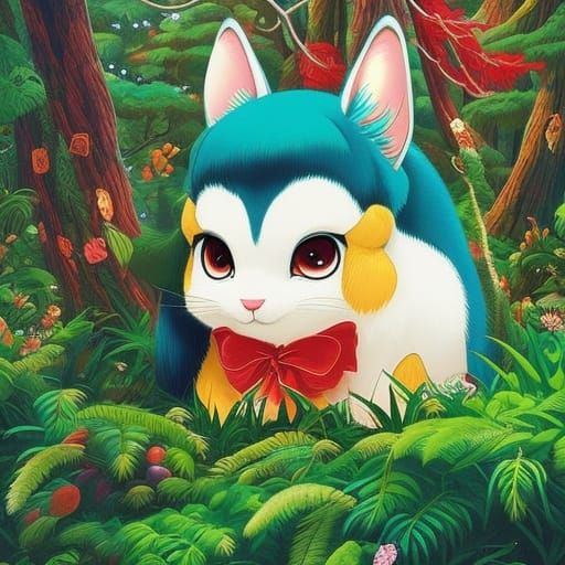 Cute Easter Egg in Wonderland Forest: Cartoon Portrait