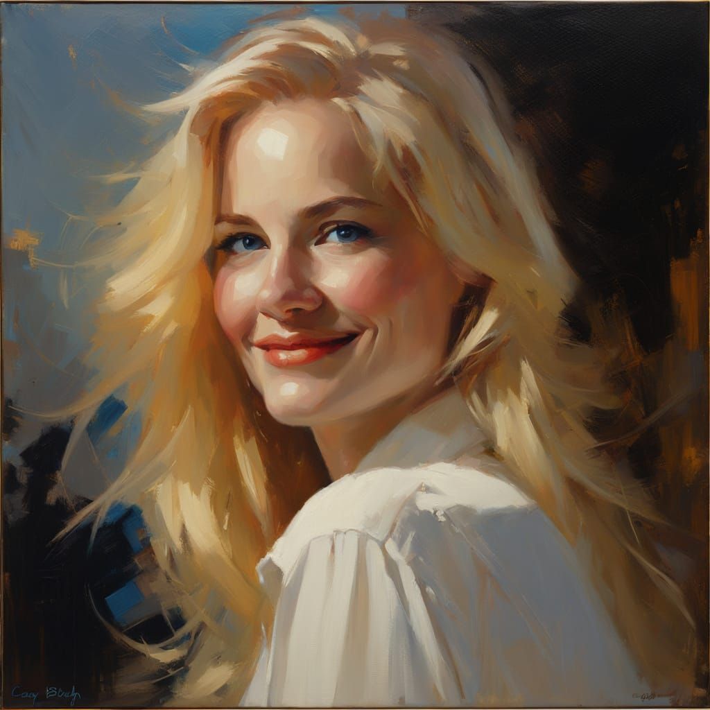 Impressionistic Portrait of a Smiling Woman
