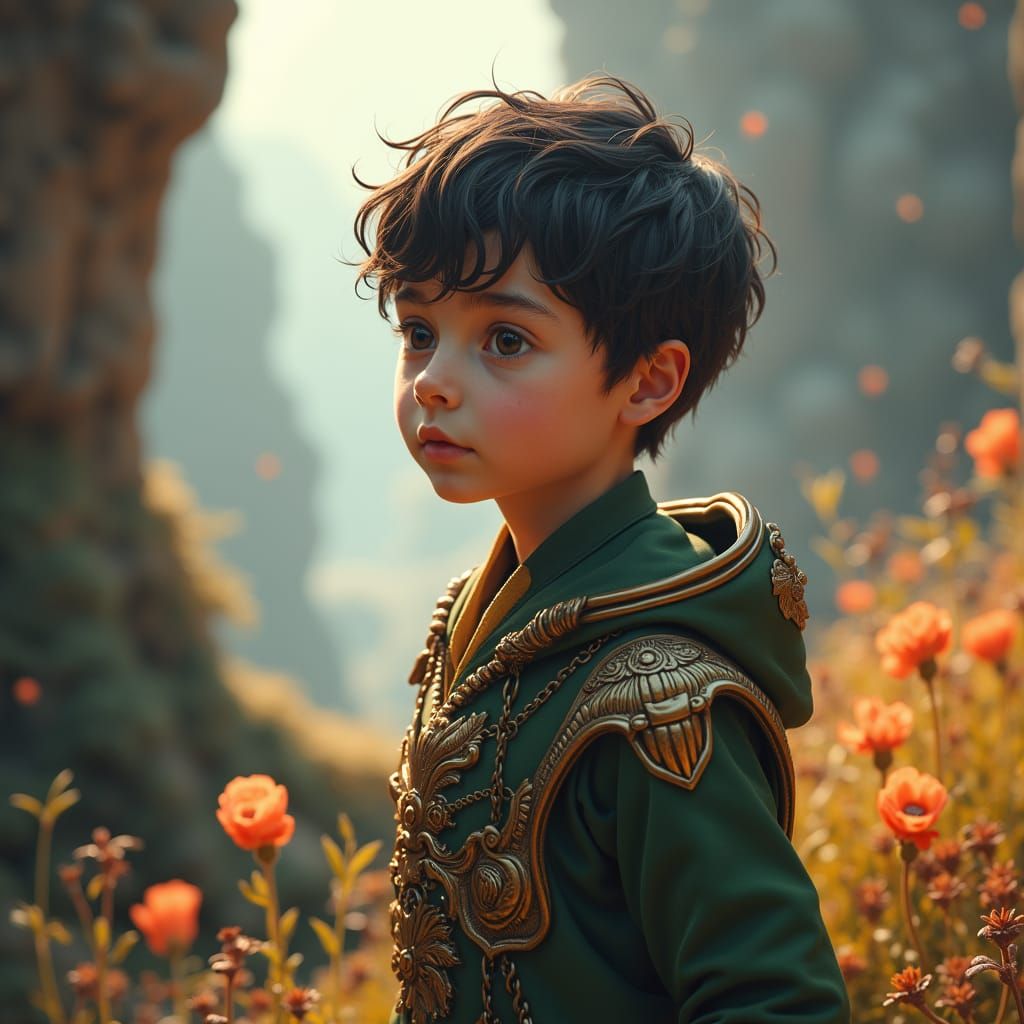 Fantastical Boy in a Matte Painting Style