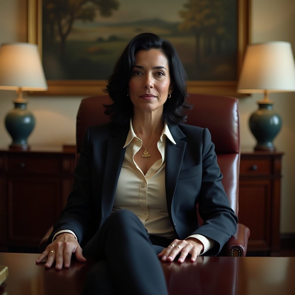 Confident Woman in Office, Cinematic Portrait