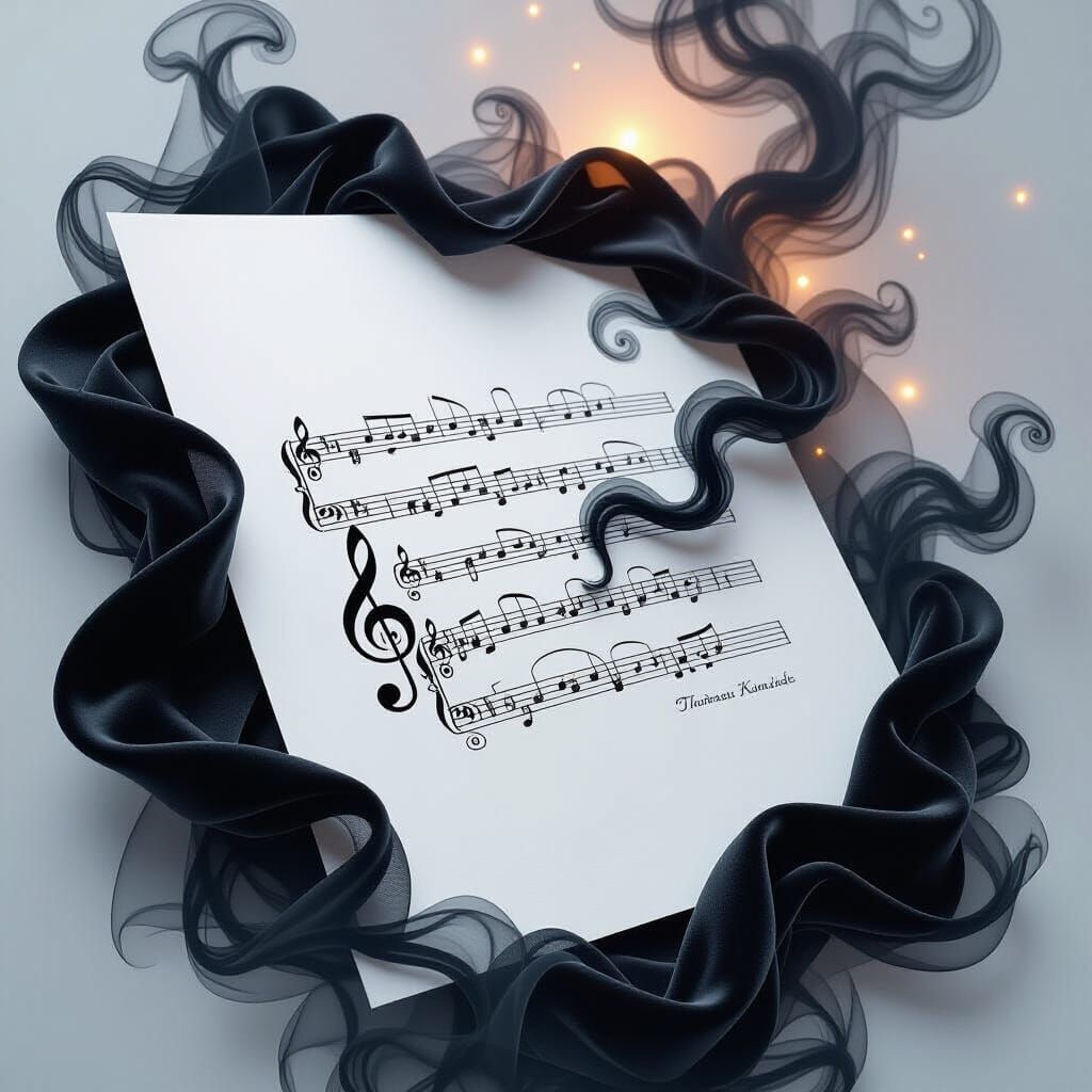 Ethereal Ink Sheet Music Charcoal Drawing