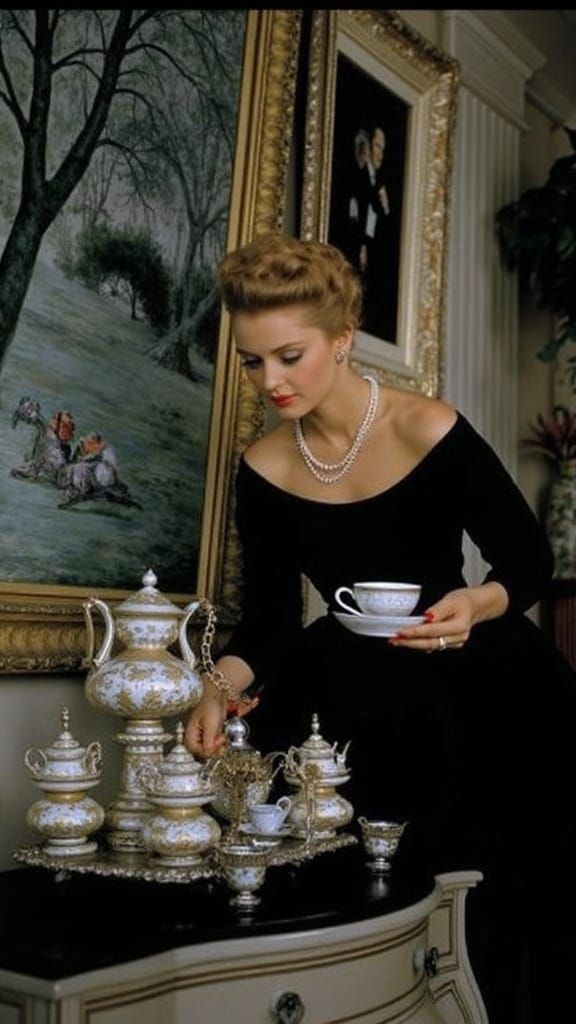 Elegant Lady in Candlelit Salon, Inspired by Renaissance Mas...