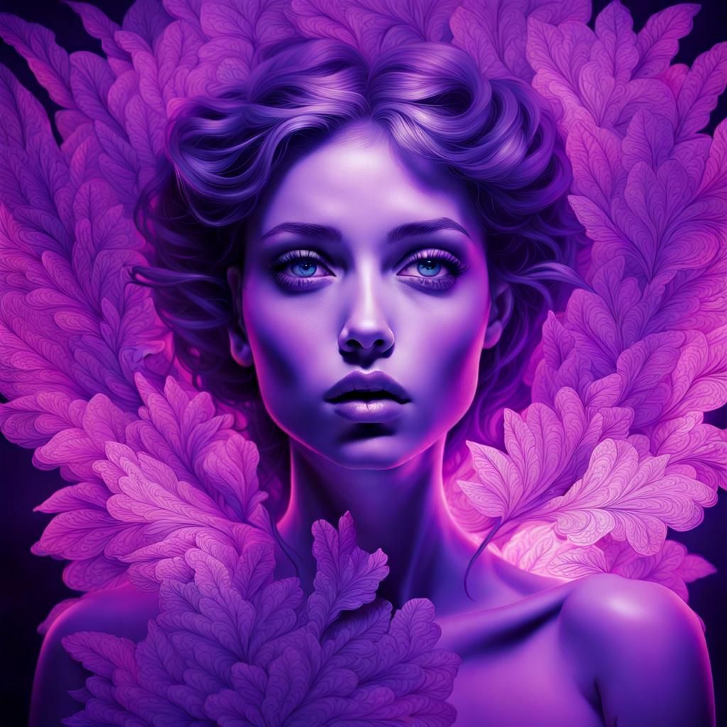 Pretty Girl in Psychedelic Ultraviolet Splatter Art