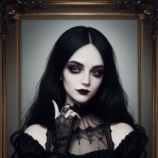 Gorgeous goth girl 
Big smile 
Holding a sign saying "So Cute"