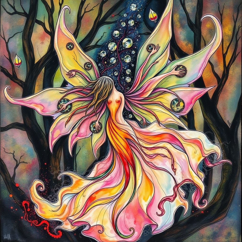 Surreal Forest Goddess in a Dreamlike, Abstract Landscape