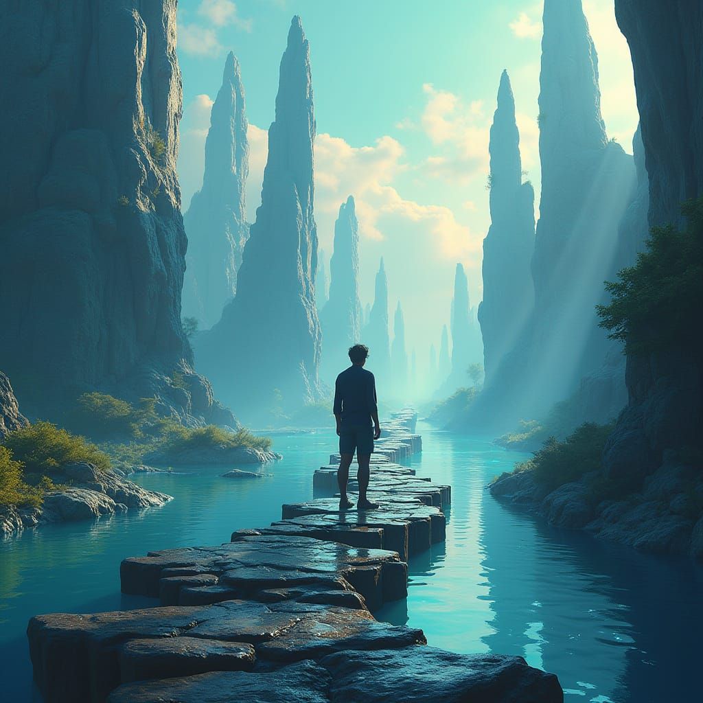 Mystical Bridge in Onyx: A Threshold to Wonder