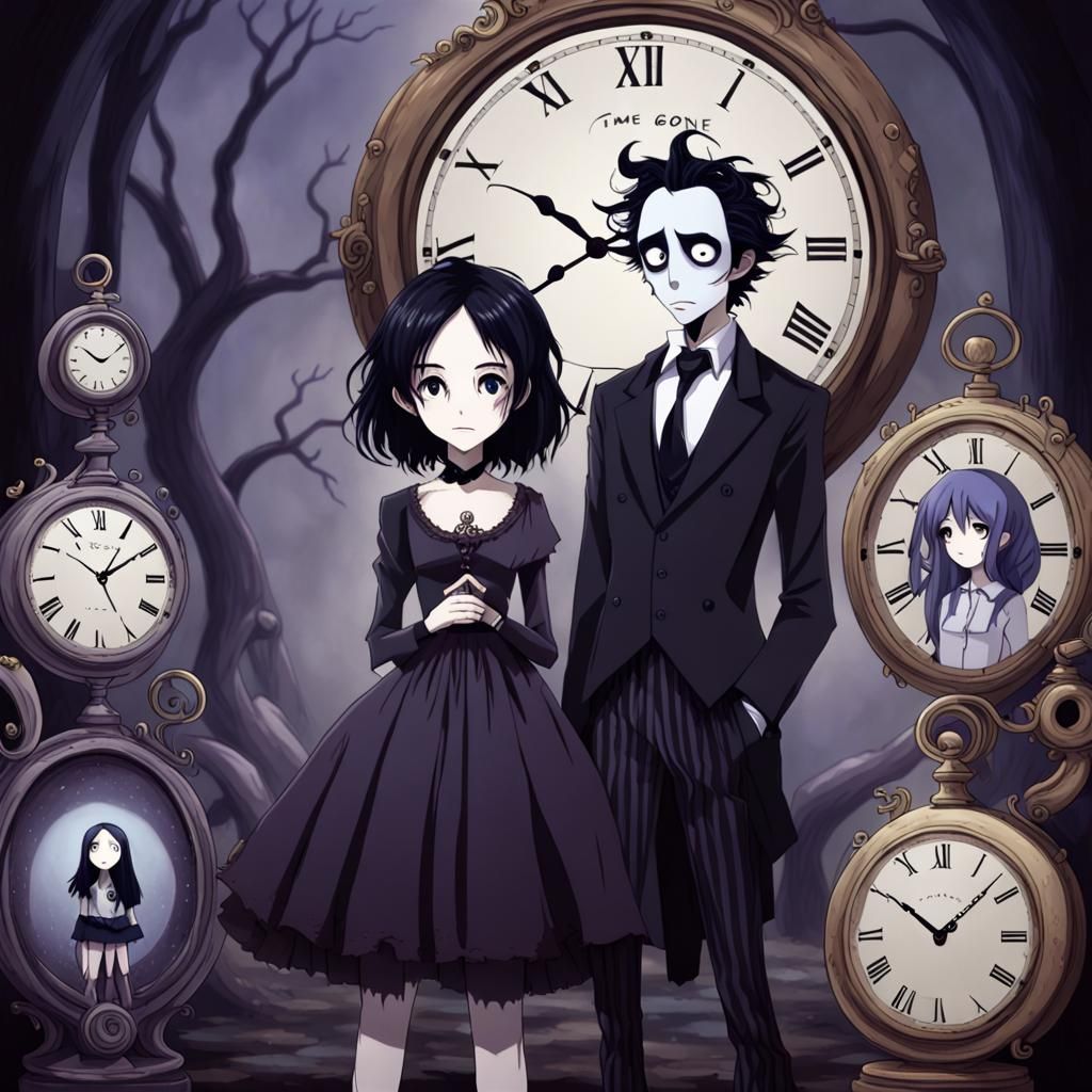 Elegant Anime Time Passage in Gothic Style