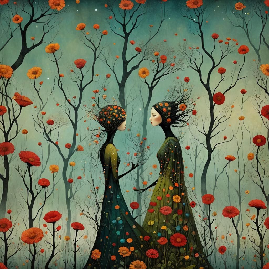 Surreal Flowerscape Portrait in Digital Art Style