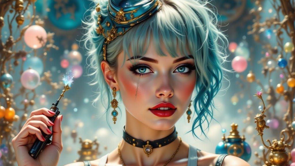 Futuristic Pin-Up Steampunk Lady