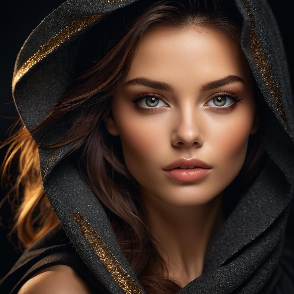 High-End Fashion Portrait with Golden Lighting