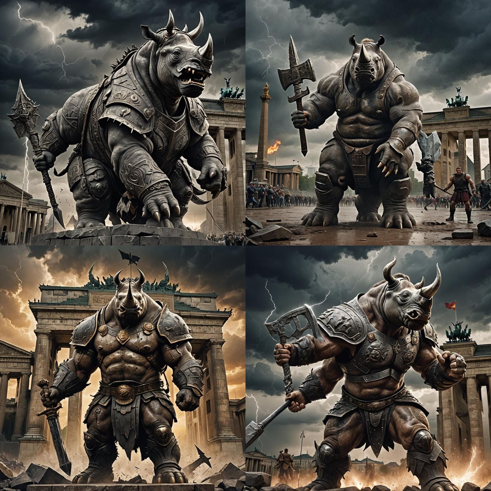 Rhino Gladiator Rises Over Berlin