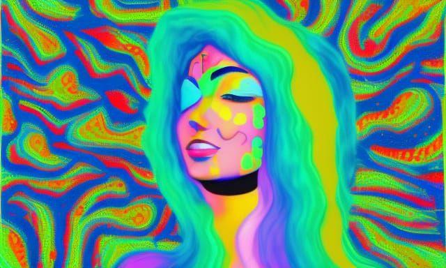 Psychedelic Woman Transcending Earth, Dreamlike Art